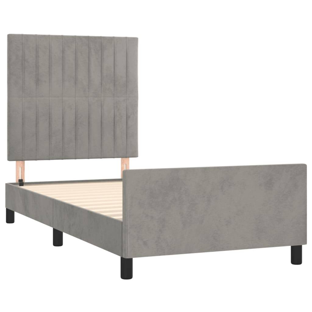 vidaXL Bettgestell ohne Matratze Hellgrau 90x200 cm Samt