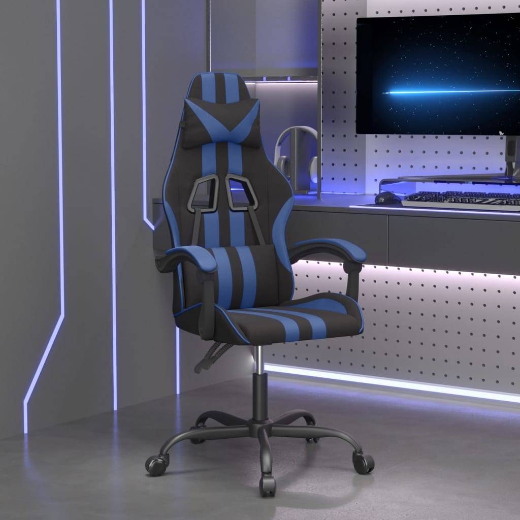 vidaXL Gaming-Stuhl Drehbar Schwarz und Blau Kunstleder