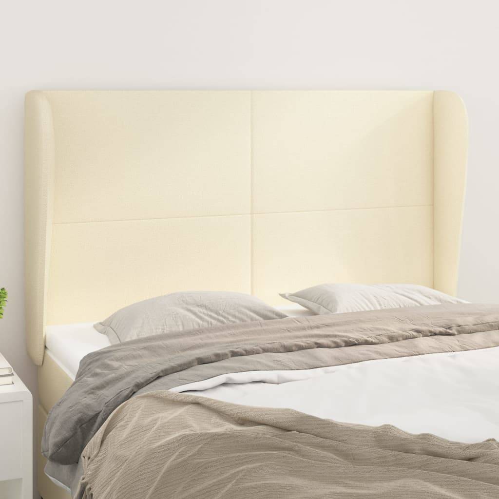 vidaXL Kopfteil mit Ohren Creme 147x23x118/128 cm Kunstleder