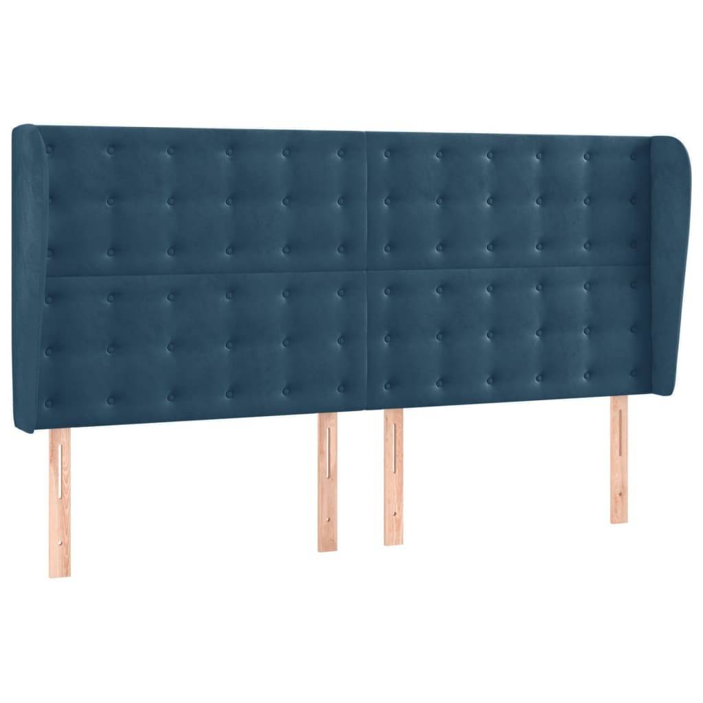 vidaXL Kopfteil mit Ohren Dunkelblau 163x23x118/128 cm Samt