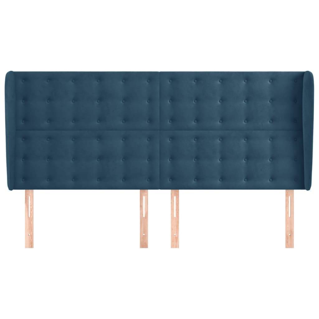 vidaXL Kopfteil mit Ohren Dunkelblau 163x23x118/128 cm Samt