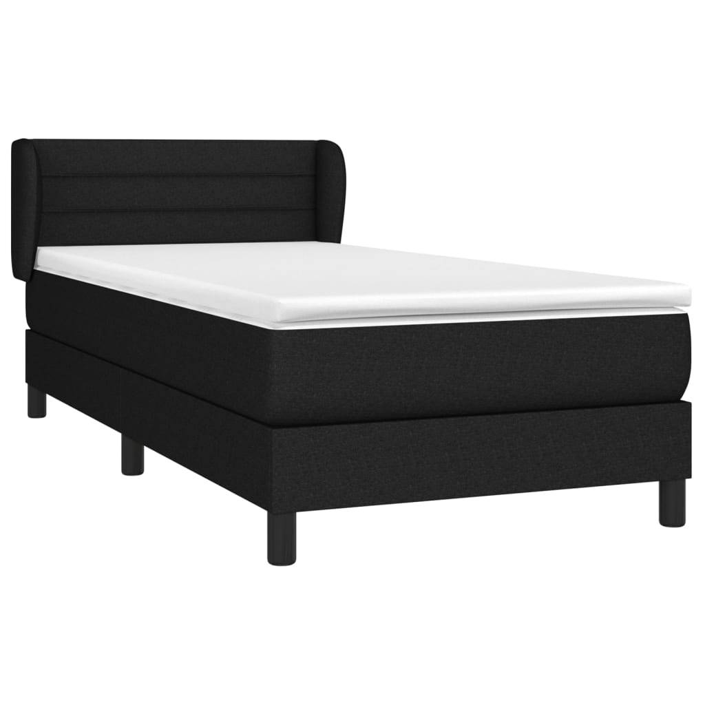 vidaXL Boxspringbett mit Matratze Schwarz 100x200 cm Stoff