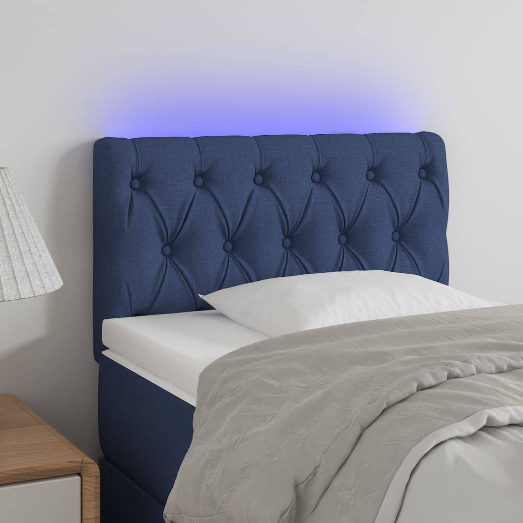 vidaXL LED Kopfteil Blau 80x7x78/88 cm Stoff