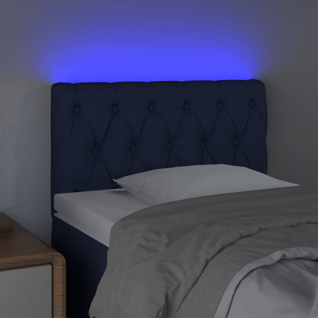 vidaXL LED Kopfteil Blau 80x7x78/88 cm Stoff