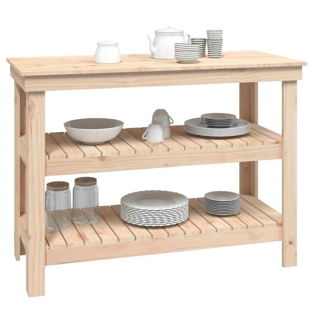 vidaXL Werkbank 110,5x50x80 cm Massivholz Kiefer