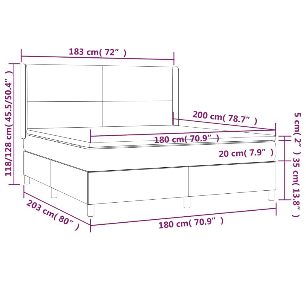 vidaXL Boxspringbett mit Matratze Creme 180x200 cm Kunstleder