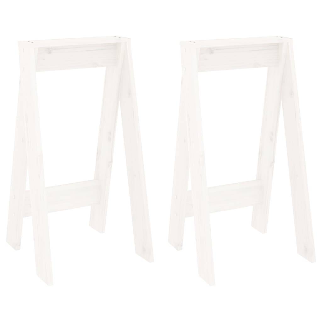 vidaXL Hocker 2 Stk. Weiß 40x40x75 cm Massivholz Kiefer