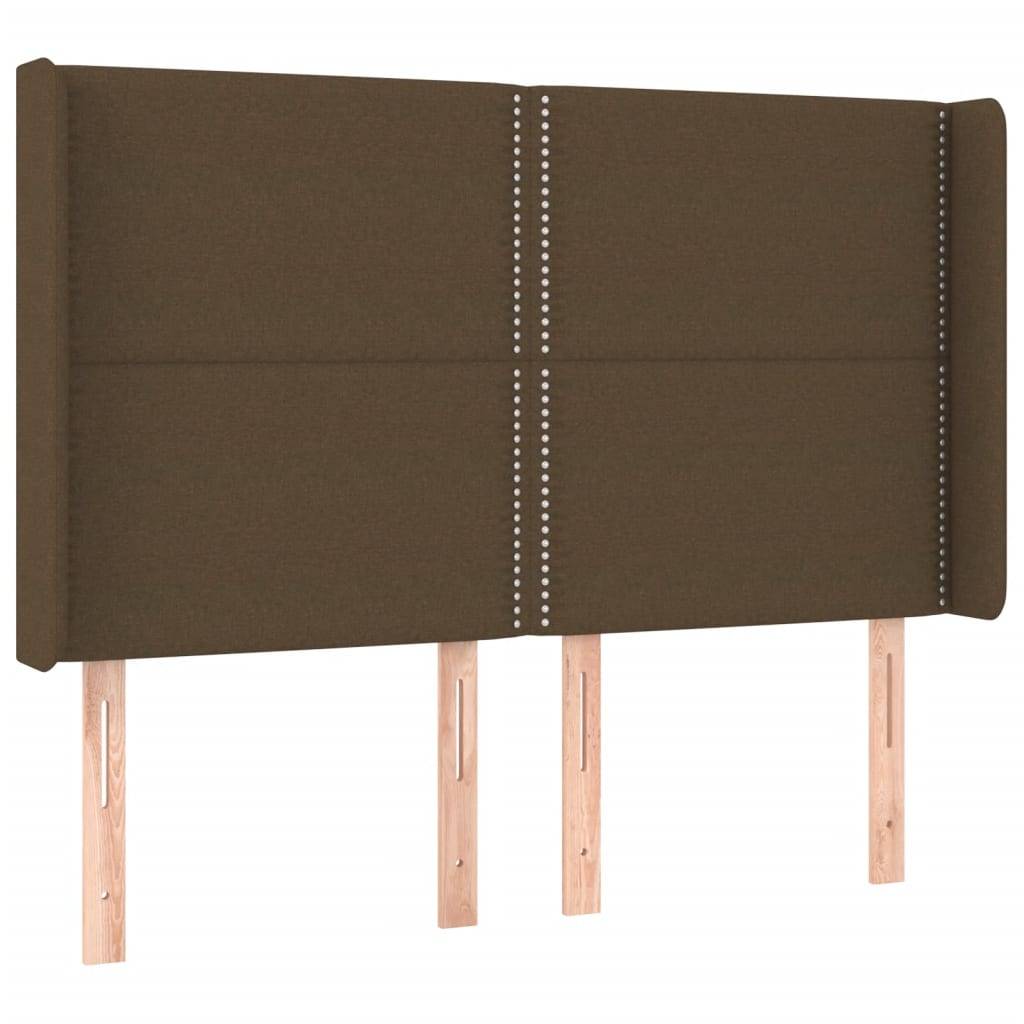 vidaXL LED Kopfteil Dunkelbraun 147x16x118/128 cm Stoff