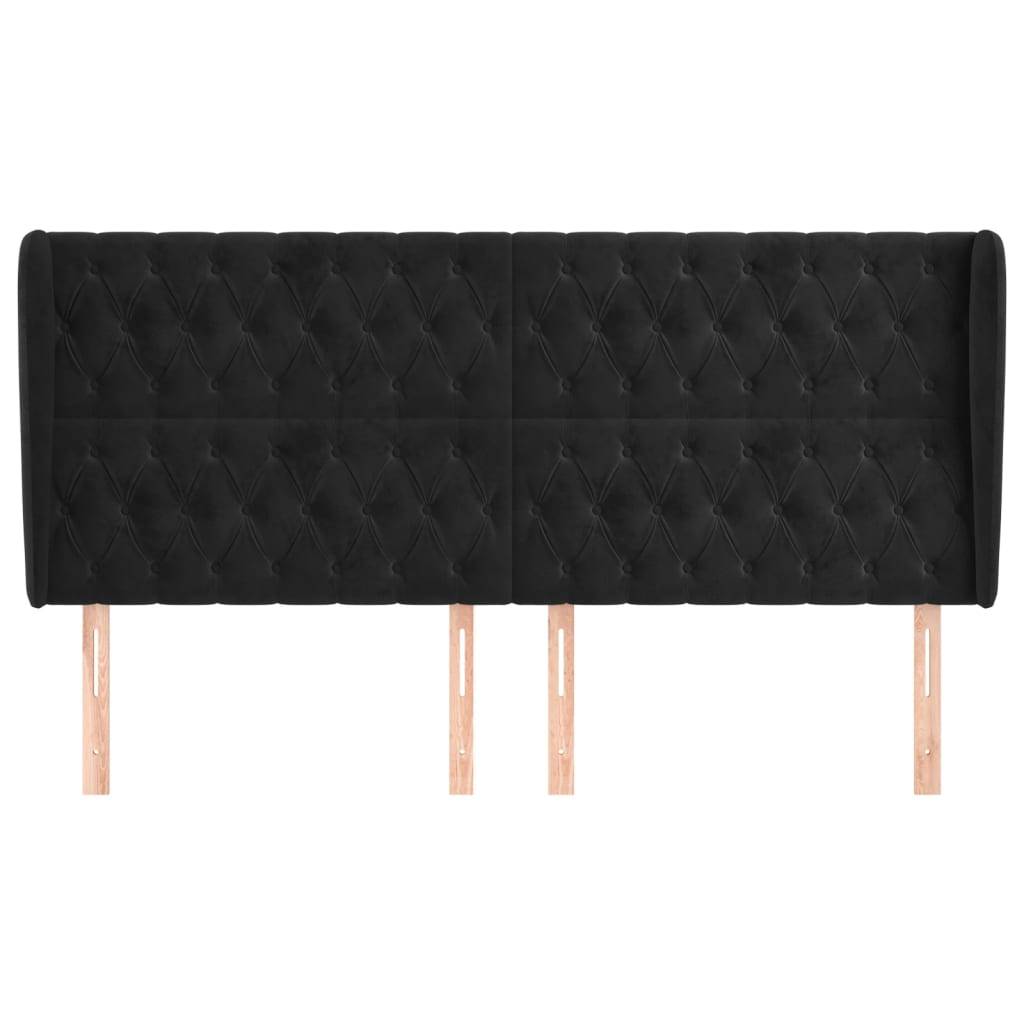 vidaXL Kopfteil mit Ohren Schwarz 183x23x118/128 cm Samt