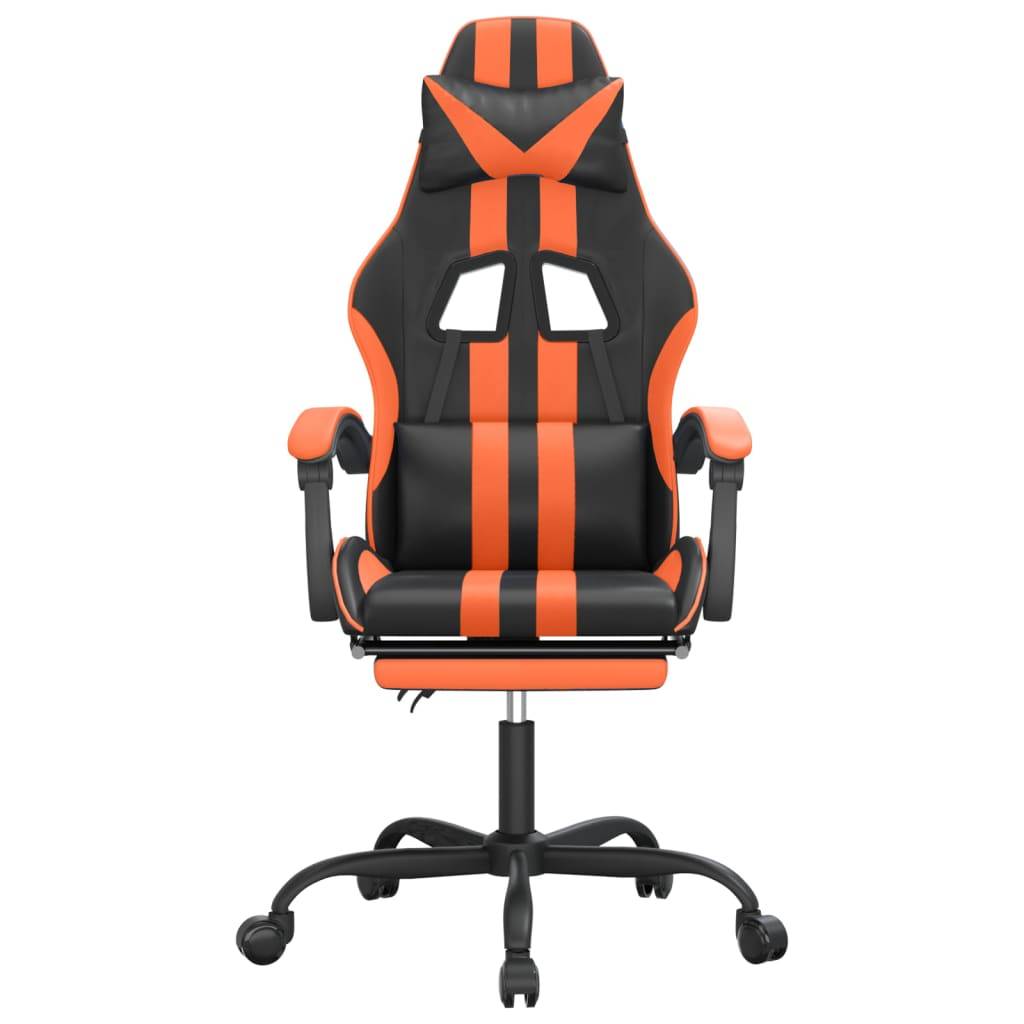 vidaXL Gaming-Stuhl mit Fußstütze Drehbar Schwarz & Orange Kunstleder