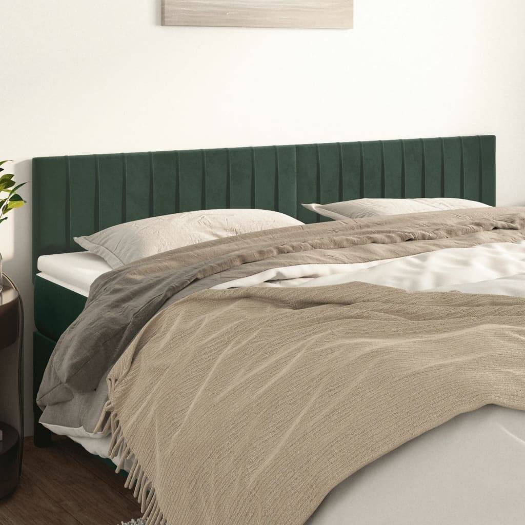 vidaXL Kopfteile 2 Stk. Dunkelgrün 80x5x78/88 cm Samt
