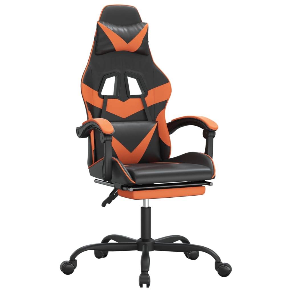 vidaXL Gaming-Stuhl mit Fußstütze Schwarz und Orange Kunstleder