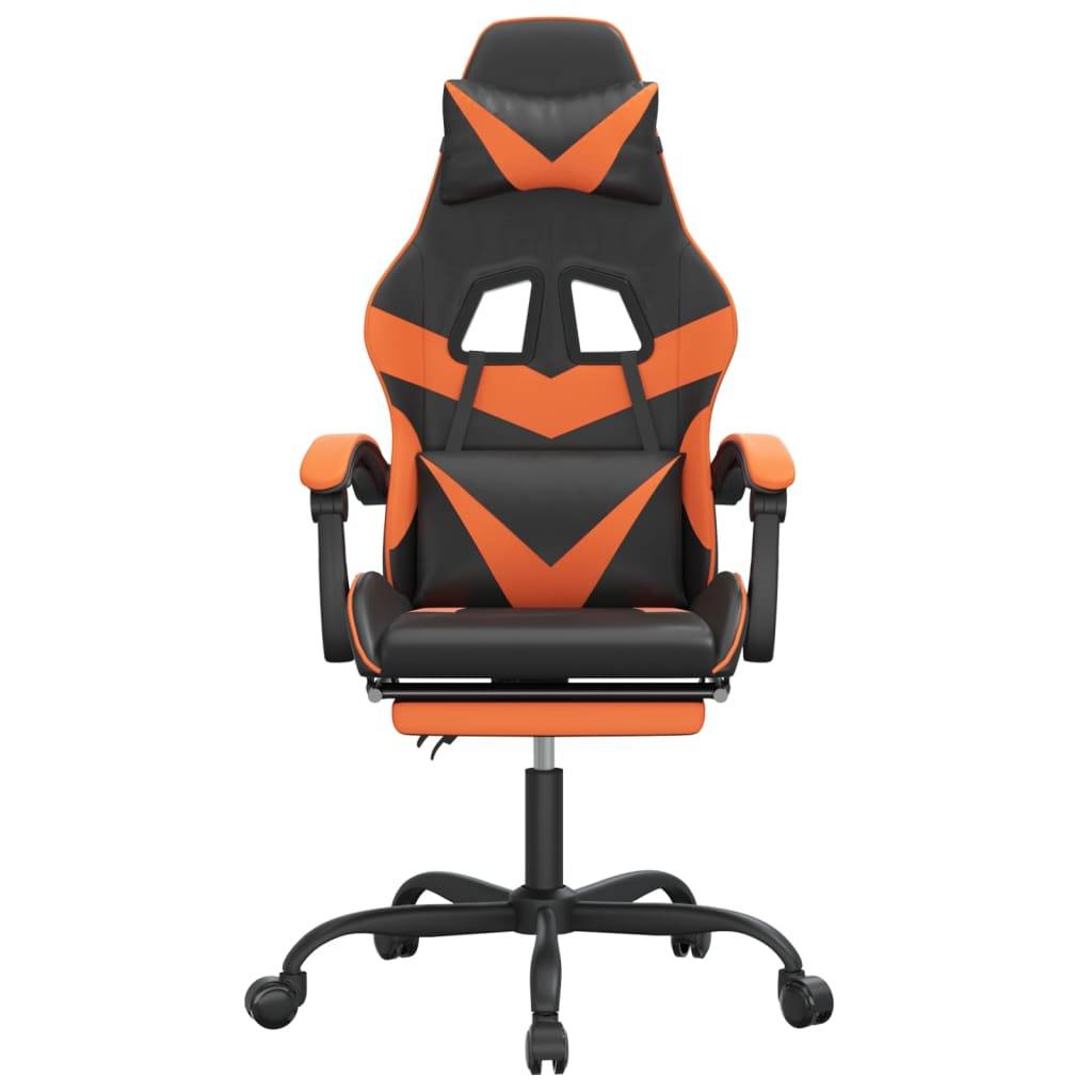 vidaXL Gaming-Stuhl mit Fußstütze Drehbar Schwarz & Orange Kunstleder