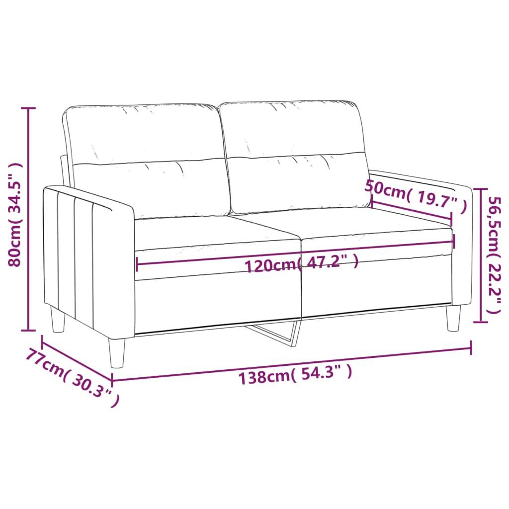 vidaXL 2-Sitzer-Sofa Weinrot 120 cm Stoff