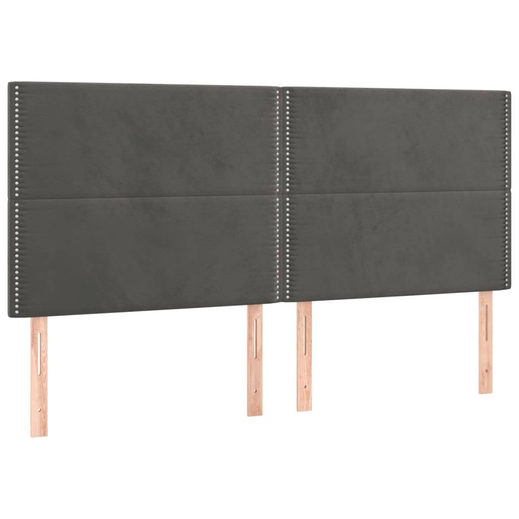 vidaXL Kopfteile 4 Stk. Dunkelgrau 90x5x78/88 cm Samt