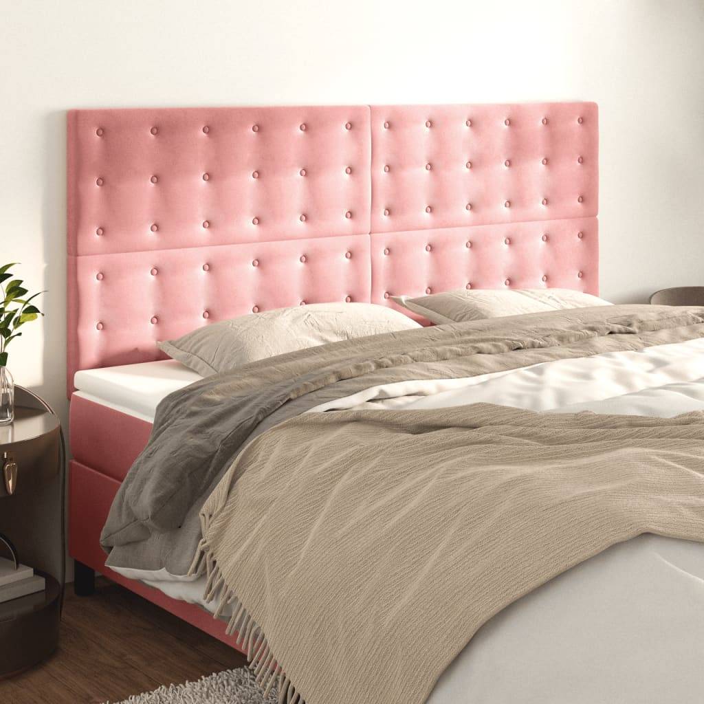 vidaXL Kopfteile 4 Stk. Rosa 80x5x78/88 cm Samt