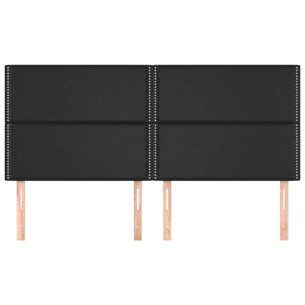 vidaXL Kopfteile 4 Stk. Schwarz 100x5x78/88 cm Kunstleder