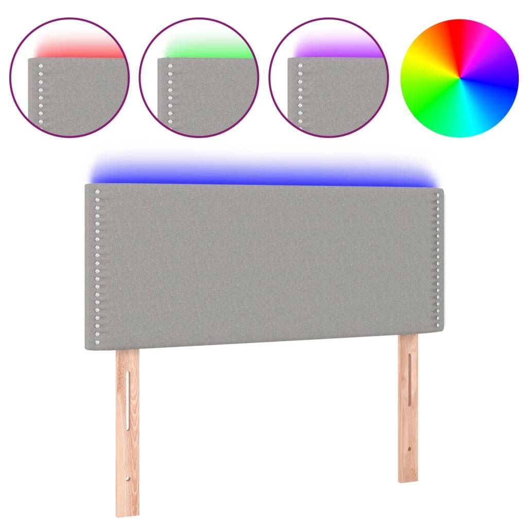 vidaXL LED Kopfteil Hellgrau 100x5x78/88 cm Stoff