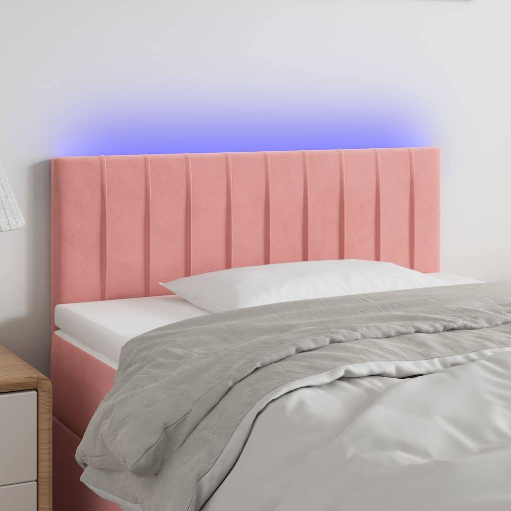 vidaXL LED Kopfteil Rosa 90x5x78/88 cm Samt