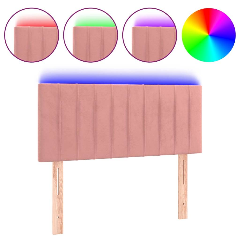 vidaXL LED Kopfteil Rosa 90x5x78/88 cm Samt