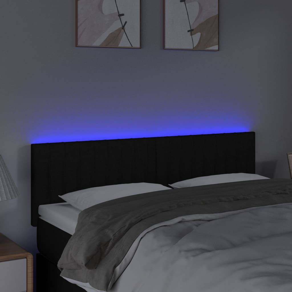 vidaXL LED Kopfteil Schwarz 144x5x78/88 cm Stoff