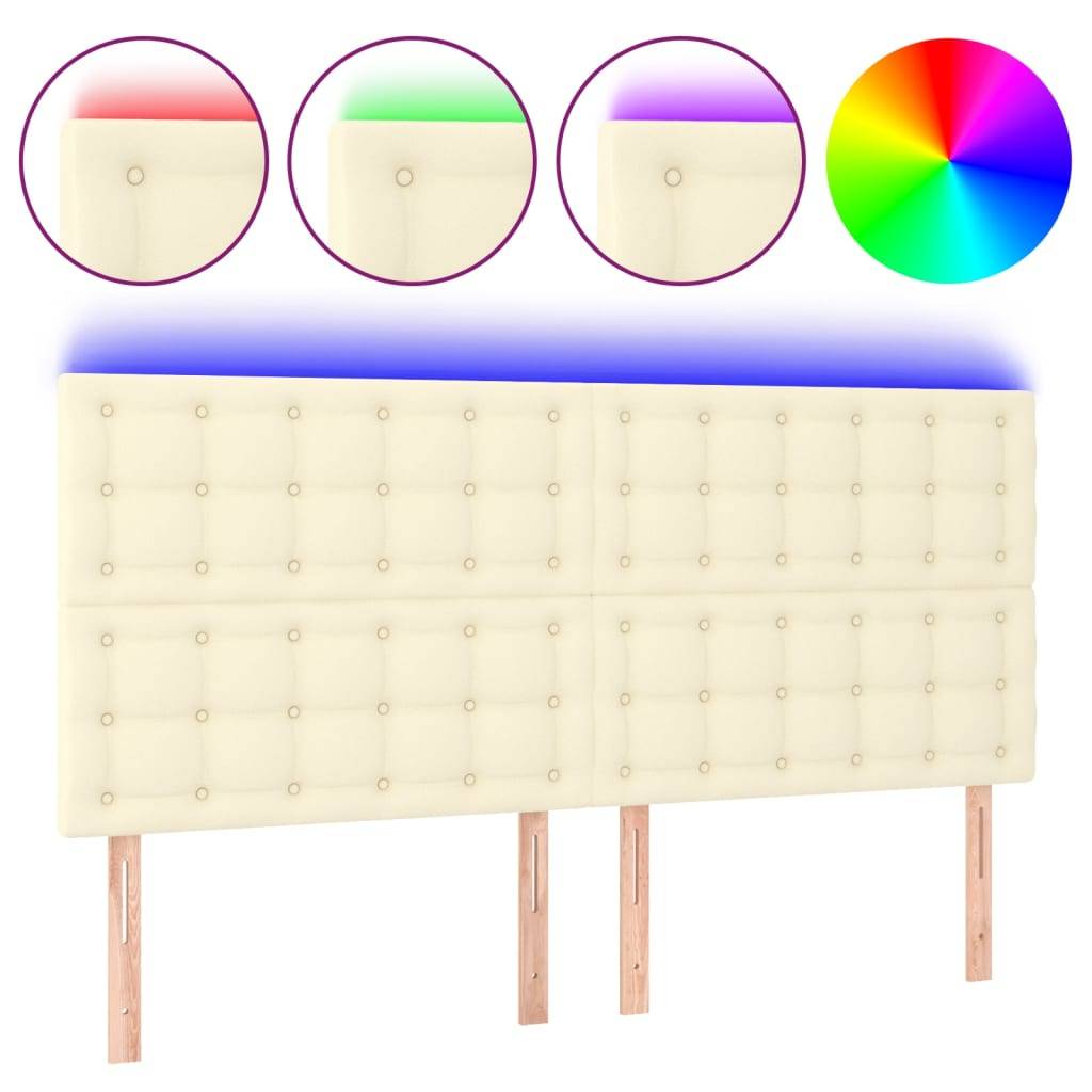 vidaXL LED Kopfteil Creme 160x5x118/128 cm Kunstleder