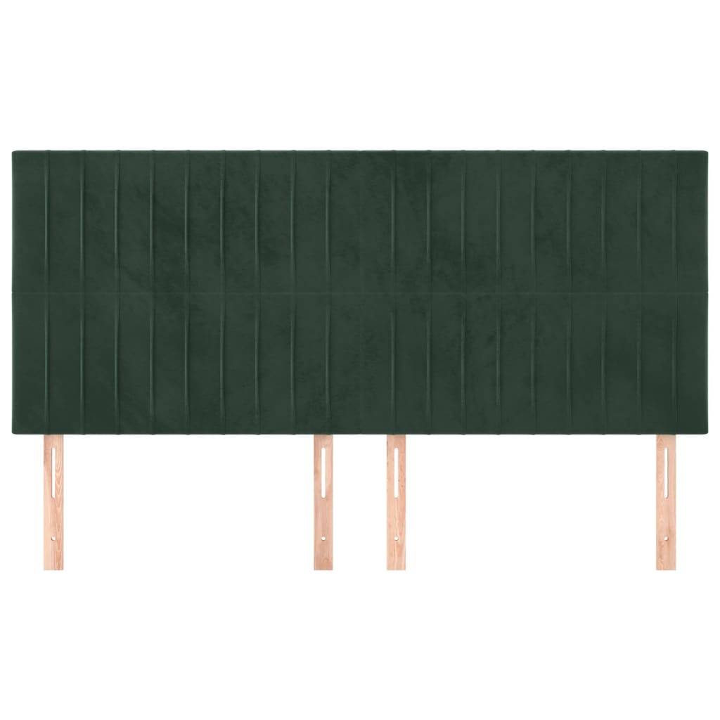 vidaXL Kopfteile 4 Stk. Dunkelgrün 90x5x78/88 cm Samt