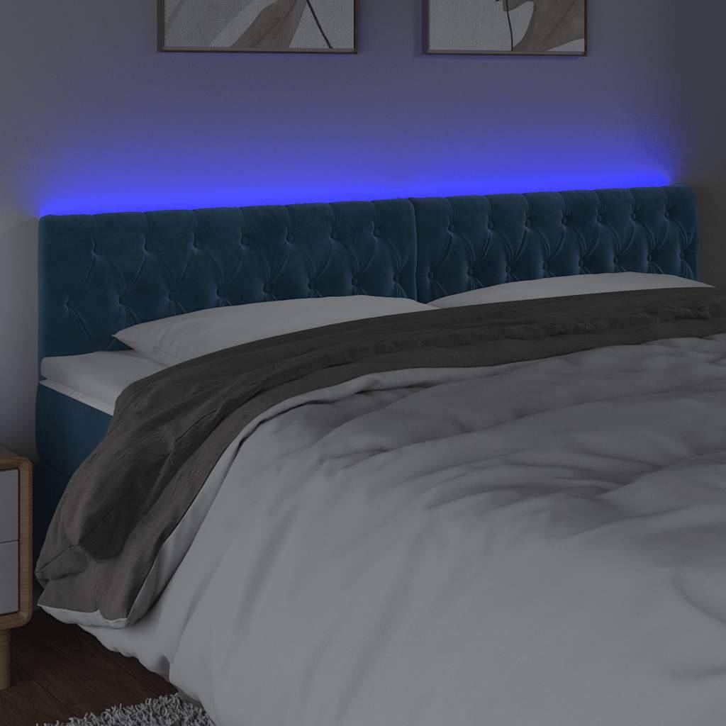 vidaXL LED Kopfteil Dunkelblau 180x7x78/88 cm Samt