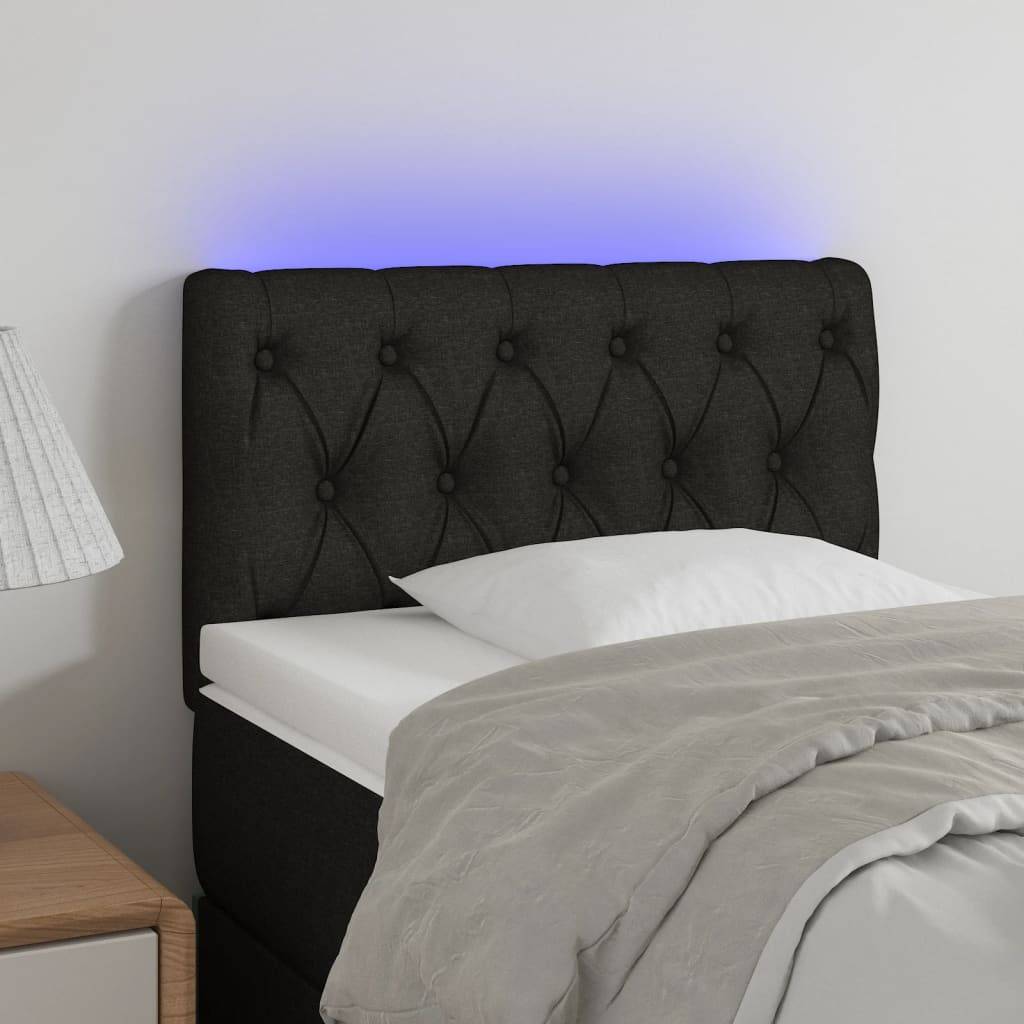 vidaXL LED Kopfteil Schwarz 80x7x78/88 cm Stoff