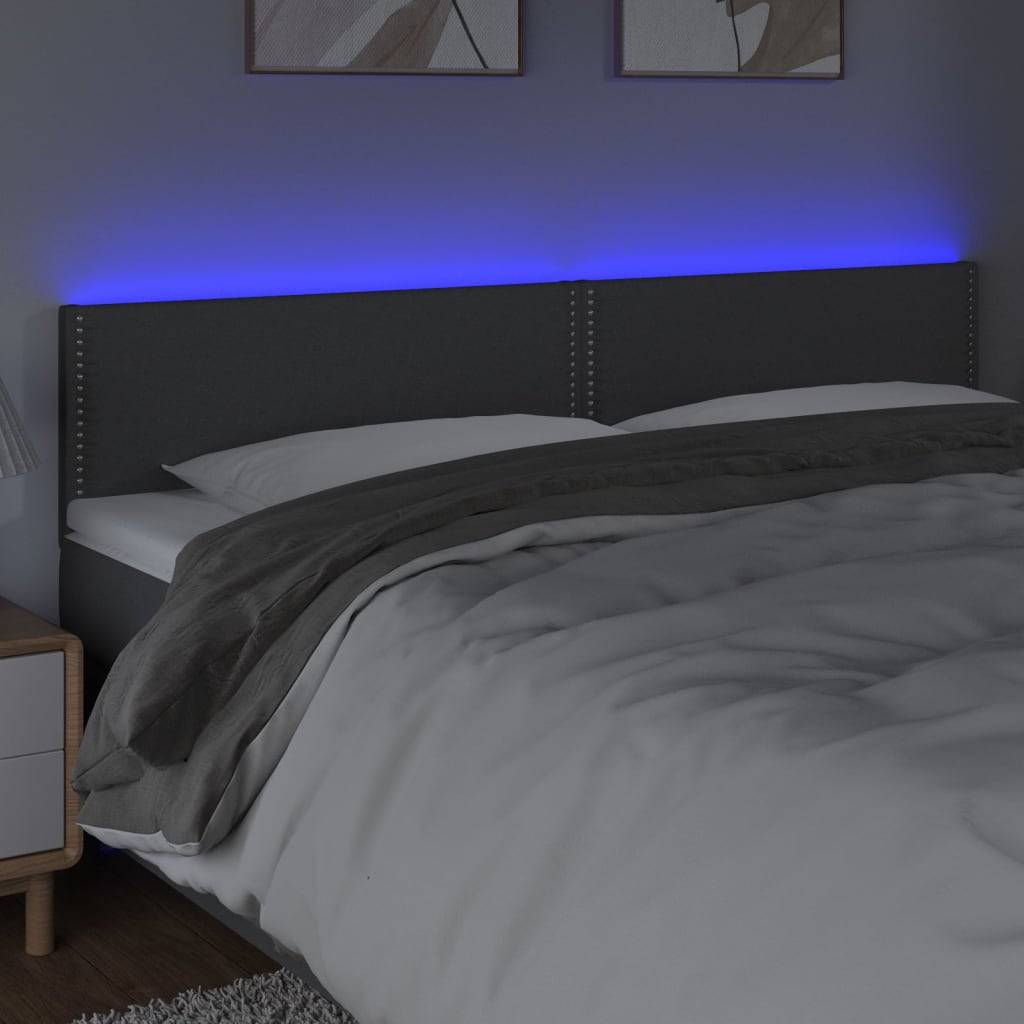 vidaXL LED Kopfteil Dunkelgrau 180x5x78/88 cm Stoff