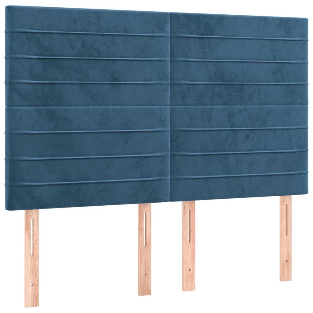 vidaXL LED Kopfteil Dunkelblau 144x5x118/128 cm Samt