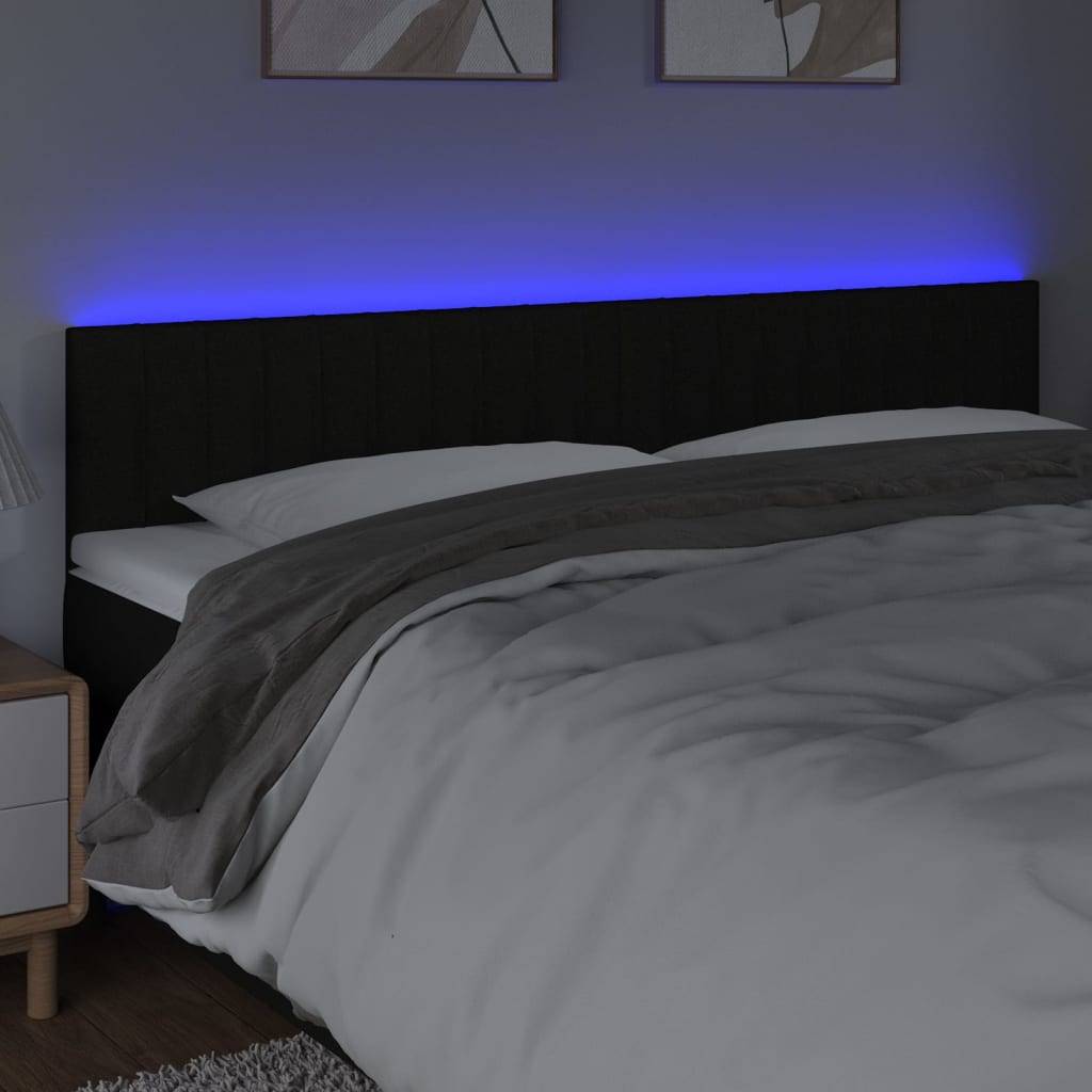 vidaXL LED Kopfteil Schwarz 180x5x78/88 cm Stoff
