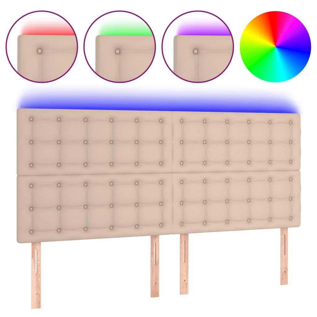 vidaXL LED Kopfteil Cappuccino-Braun 180x5x118/128cm Kunstleder