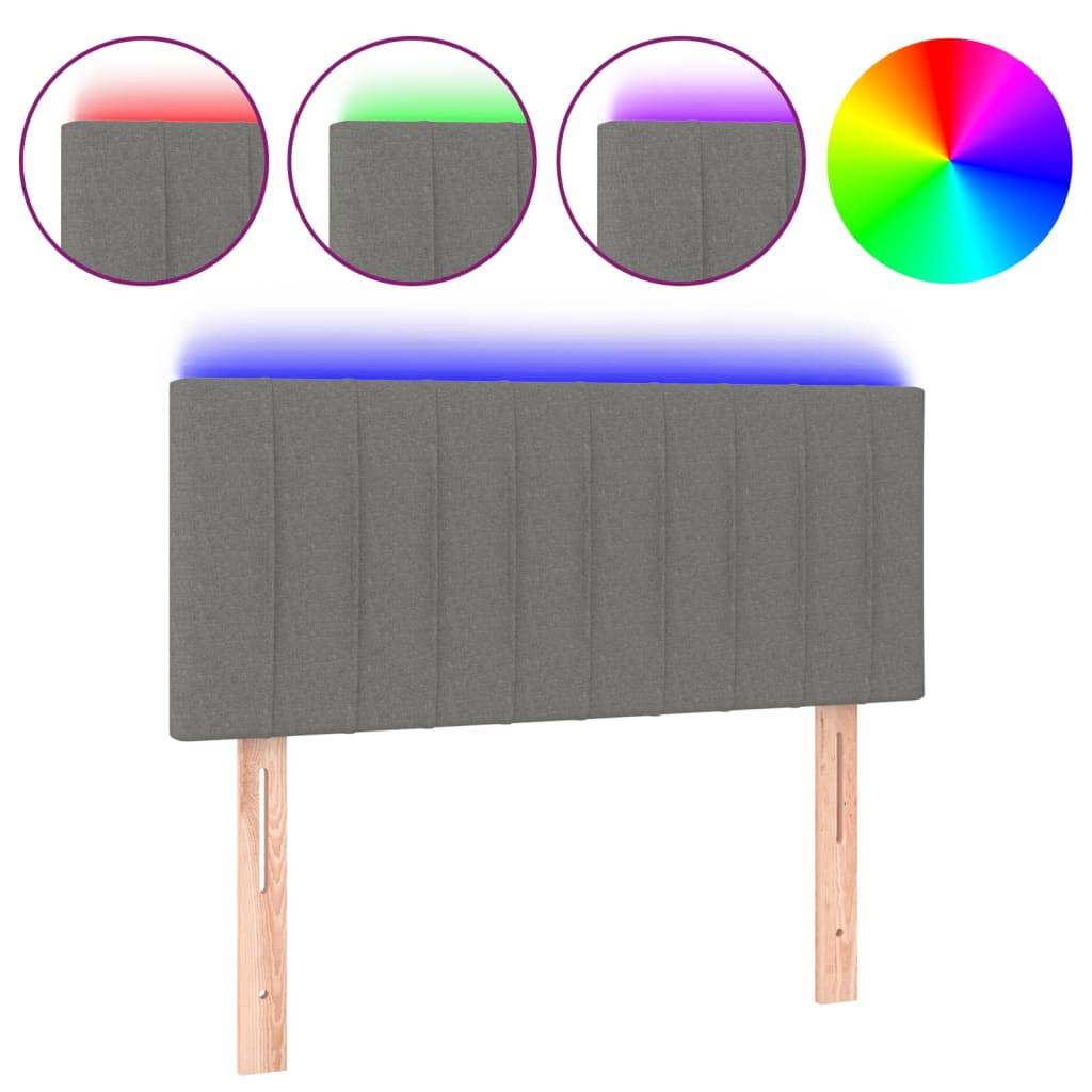 vidaXL LED Kopfteil Dunkelgrau 90x5x78/88 cm Stoff