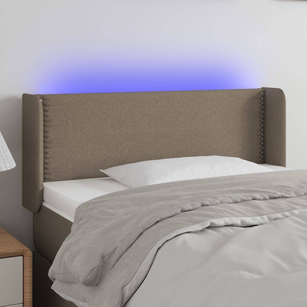 vidaXL LED Kopfteil Taupe 93x16x78/88 cm Stoff