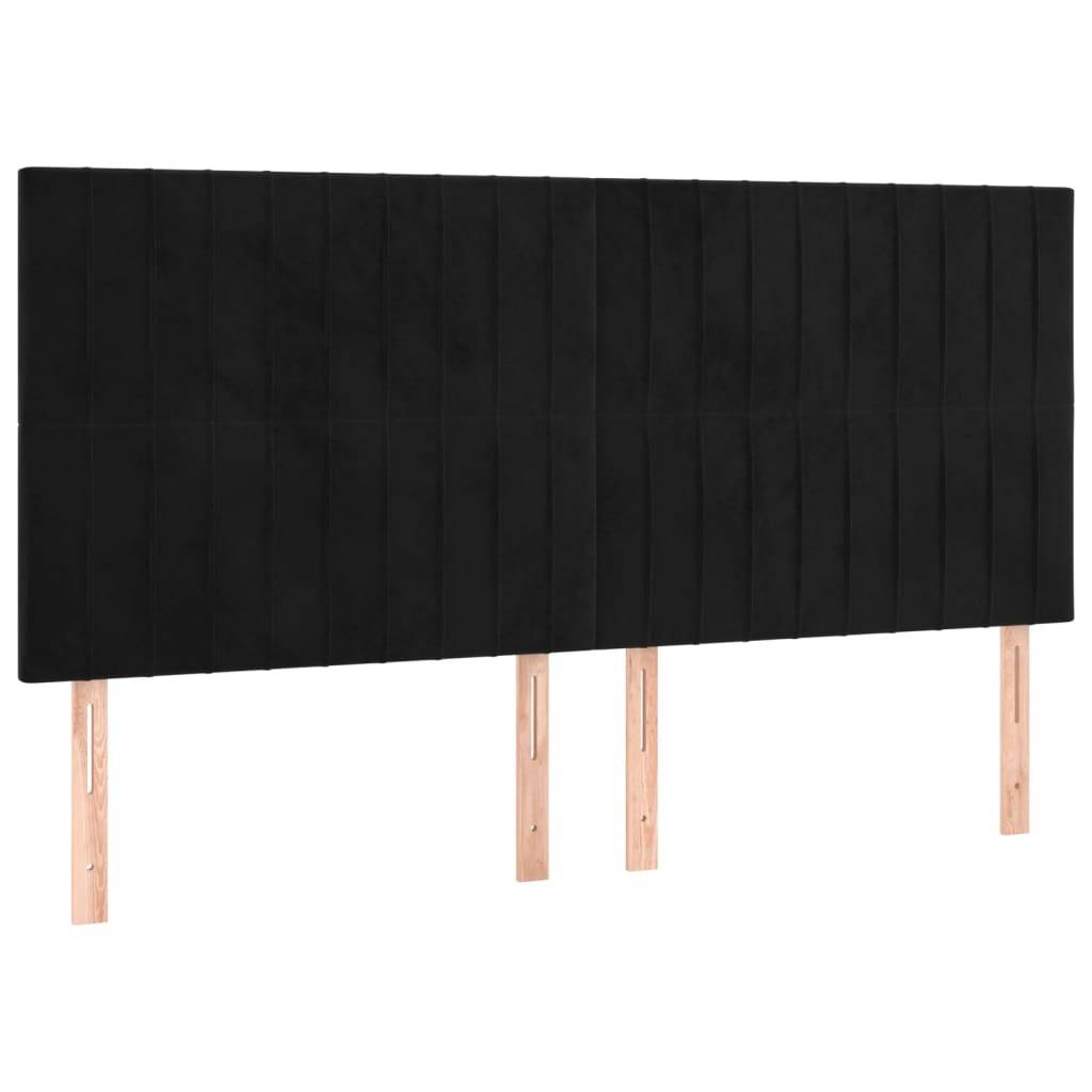 vidaXL LED Kopfteil Schwarz 160x5x118/128 cm Samt