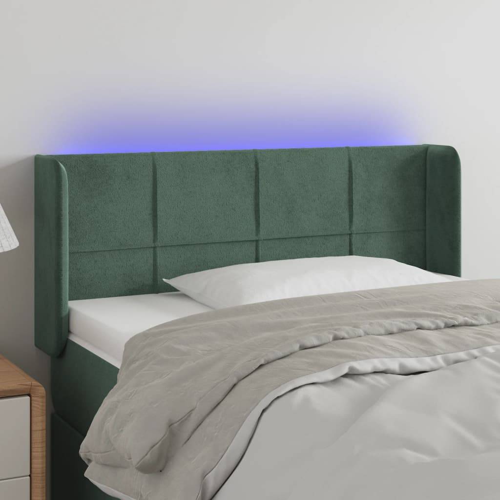 vidaXL LED Kopfteil Dunkelgrün 83x16x78/88 cm Samt