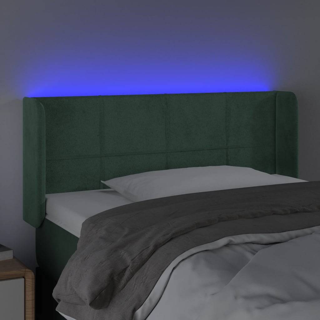 vidaXL LED Kopfteil Dunkelgrün 83x16x78/88 cm Samt