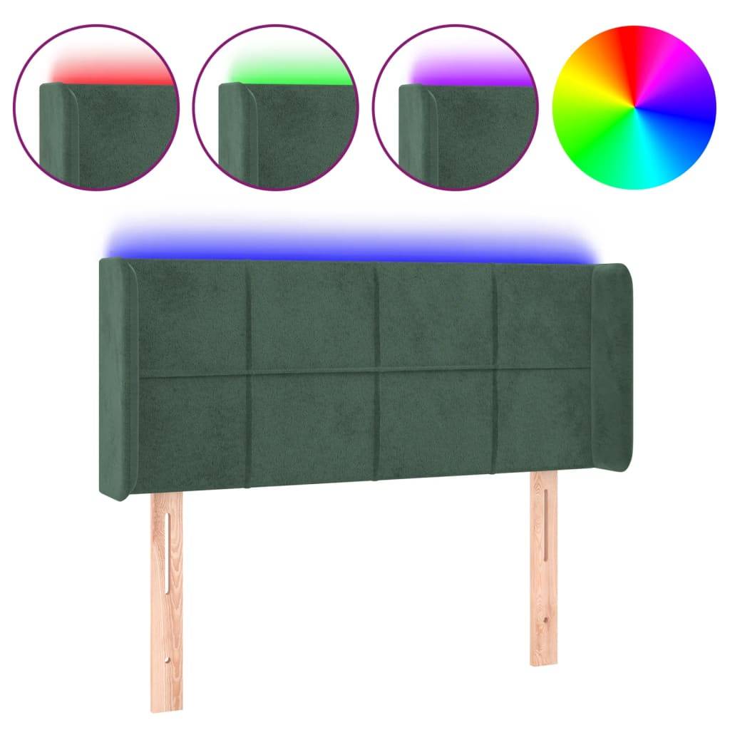 vidaXL LED Kopfteil Dunkelgrün 83x16x78/88 cm Samt