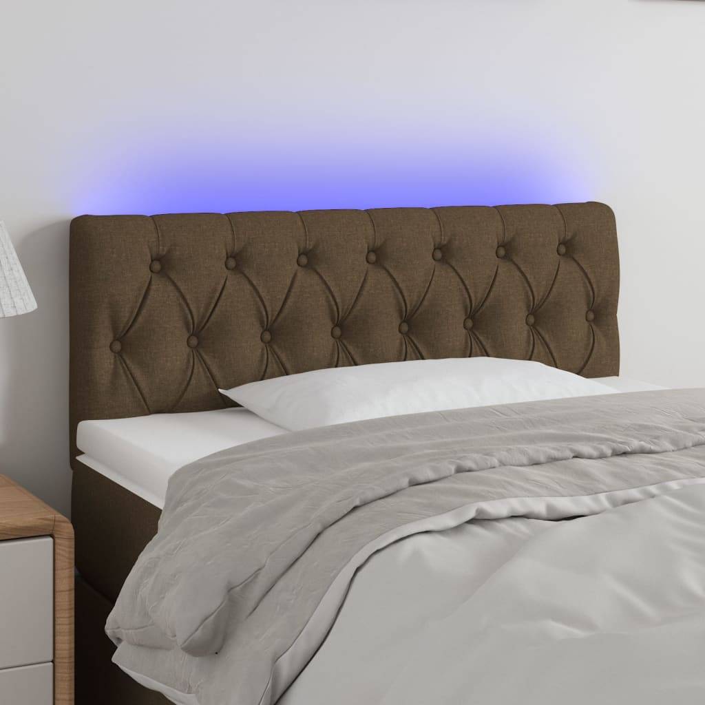 vidaXL LED Kopfteil Dunkelbraun 90x7x78/88 cm Stoff