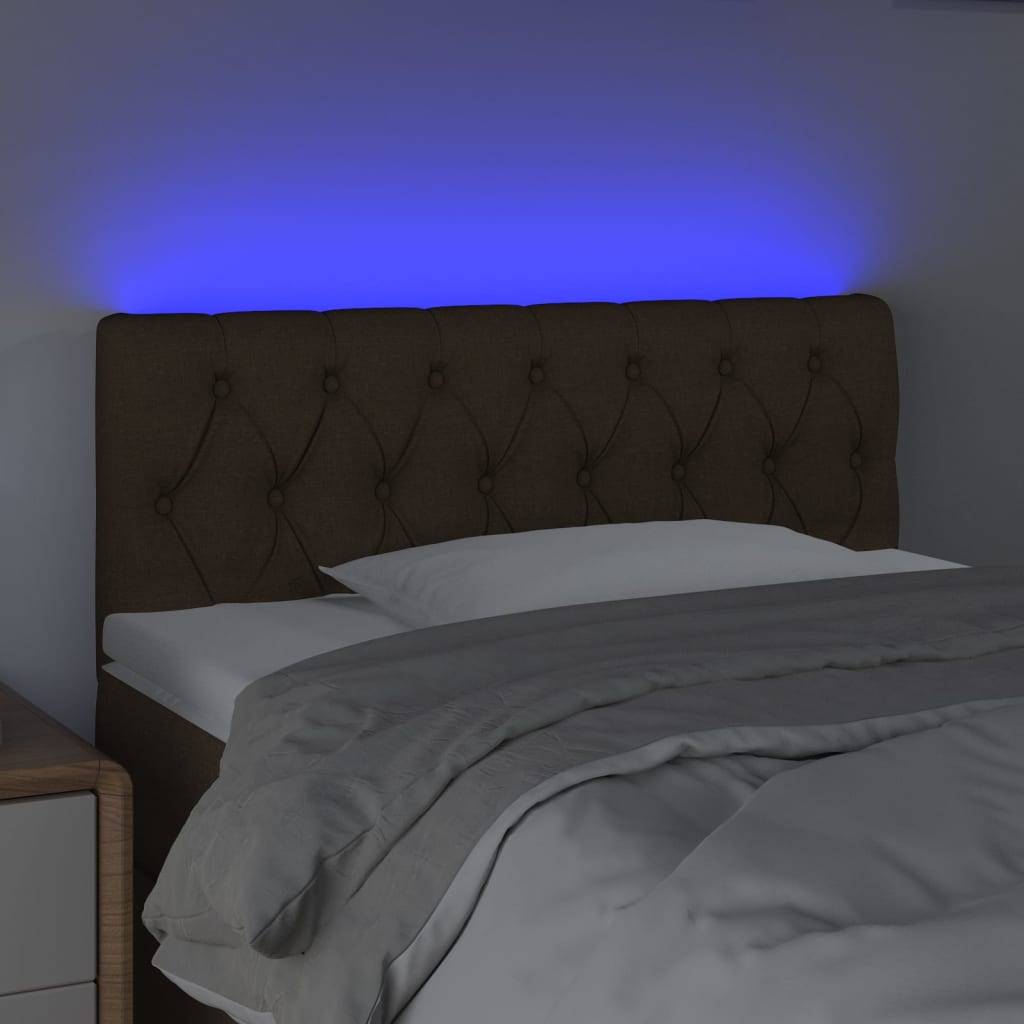 vidaXL LED Kopfteil Dunkelbraun 90x7x78/88 cm Stoff