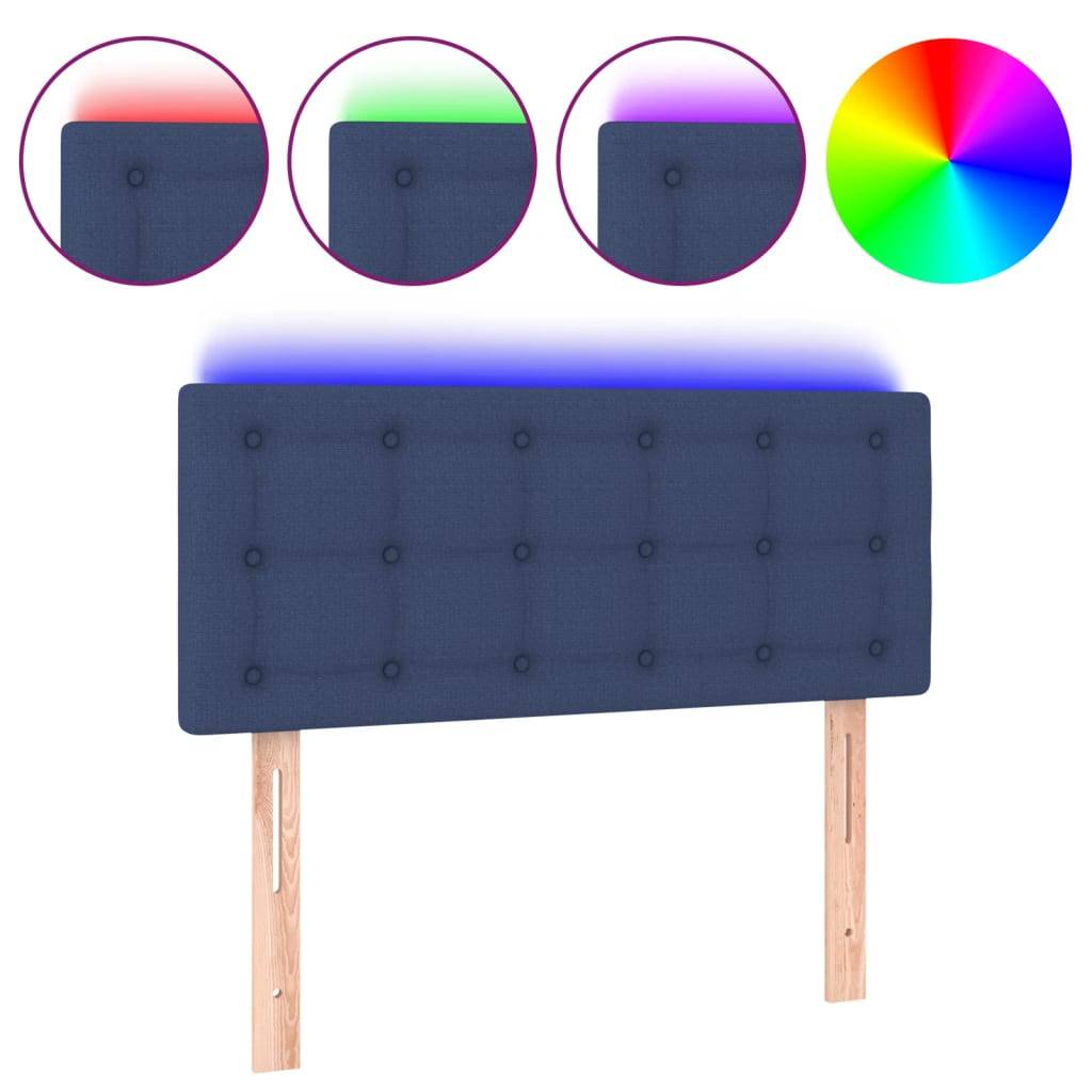 vidaXL LED Kopfteil Blau 90x5x78/88 cm Stoff