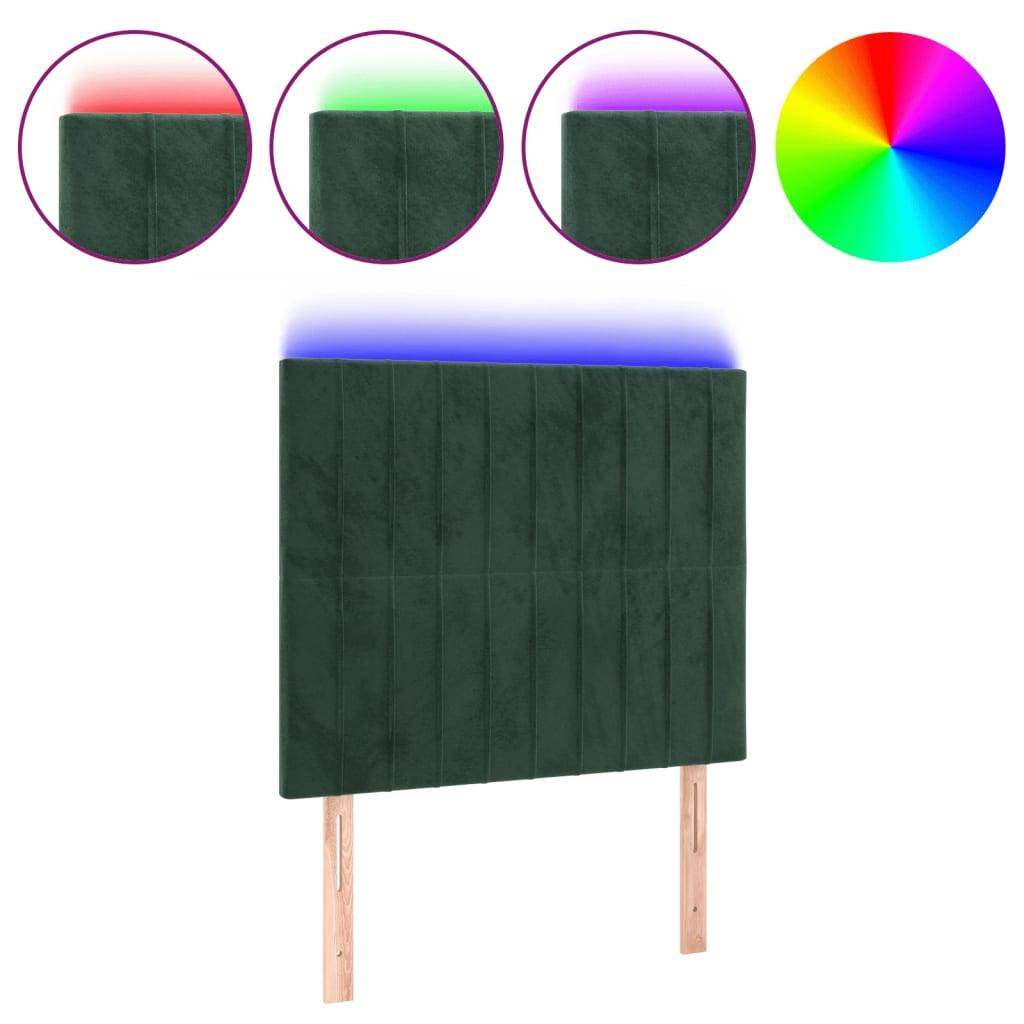 vidaXL LED Kopfteil Dunkelgrün 90x5x118/128 cm Samt