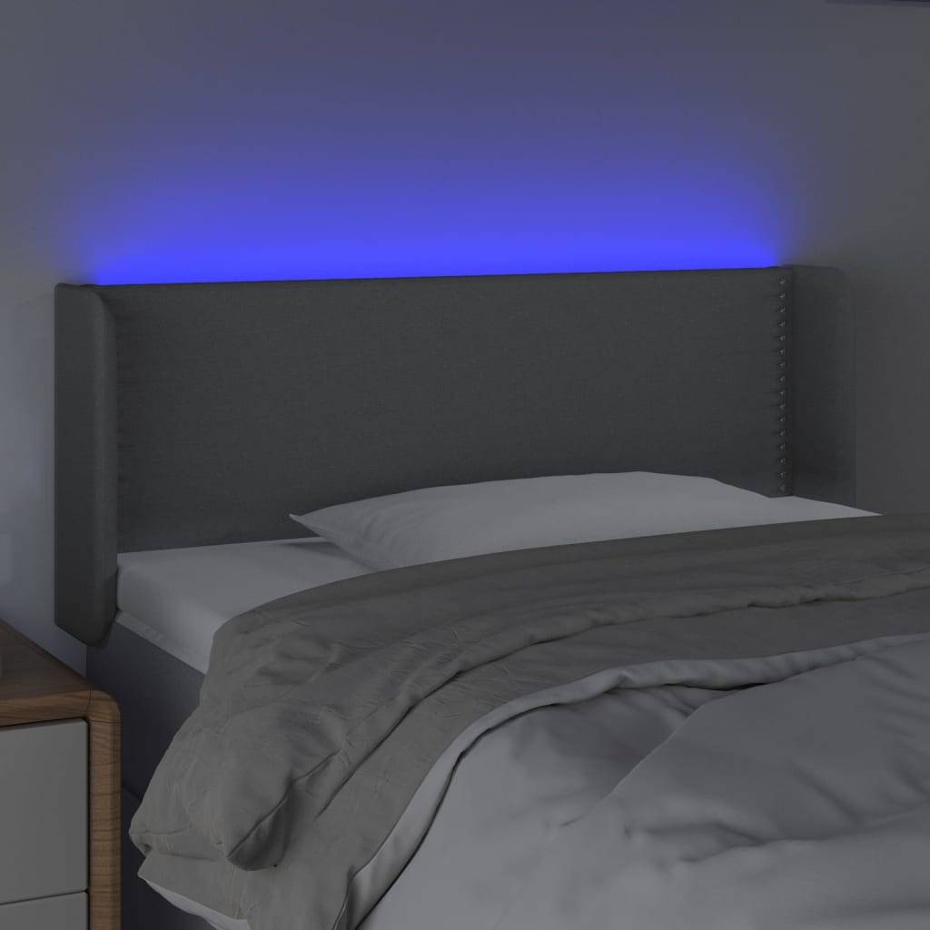 vidaXL LED Kopfteil Hellgrau 103x16x78/88 cm Stoff