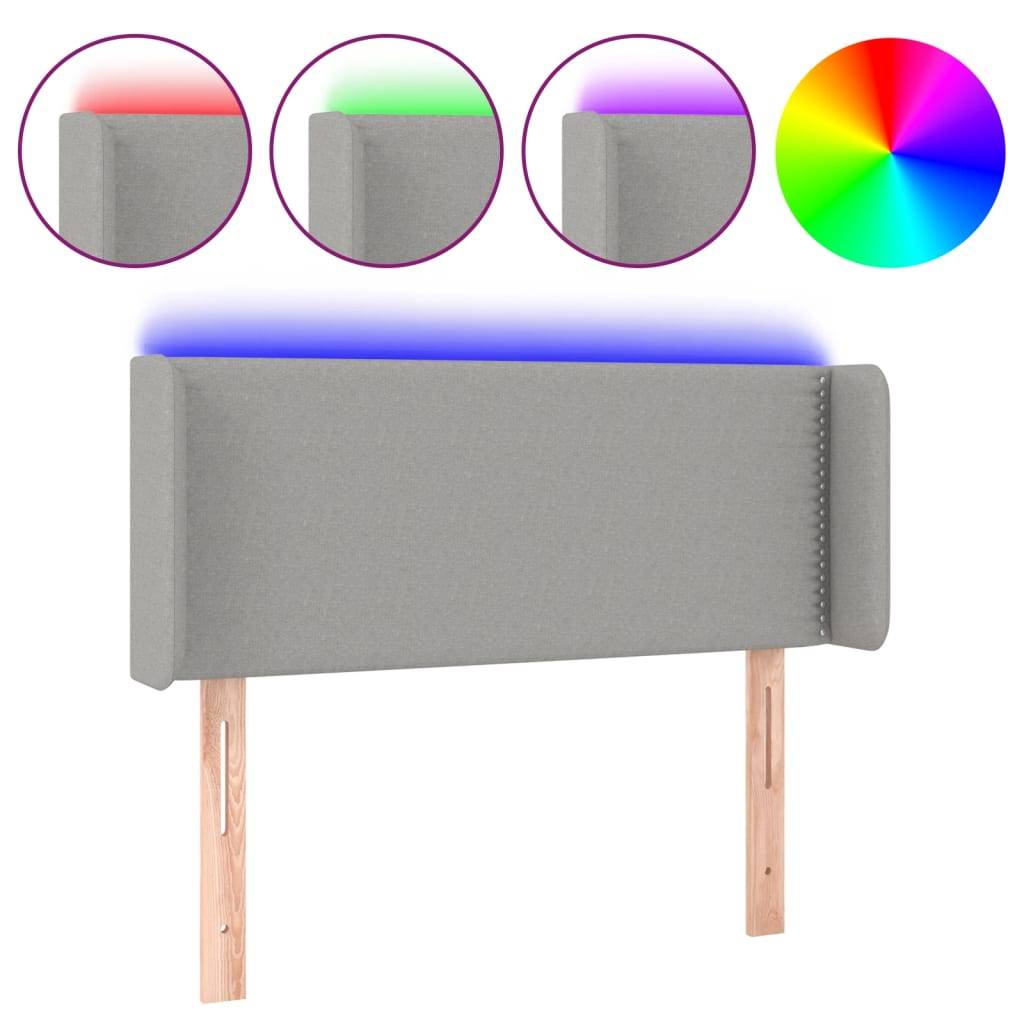 vidaXL LED Kopfteil Hellgrau 103x16x78/88 cm Stoff