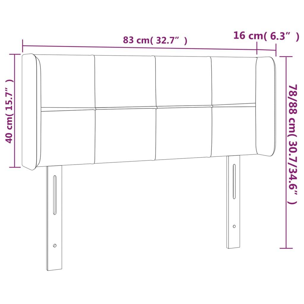 vidaXL LED Kopfteil Schwarz 83x16x78/88 cm Samt