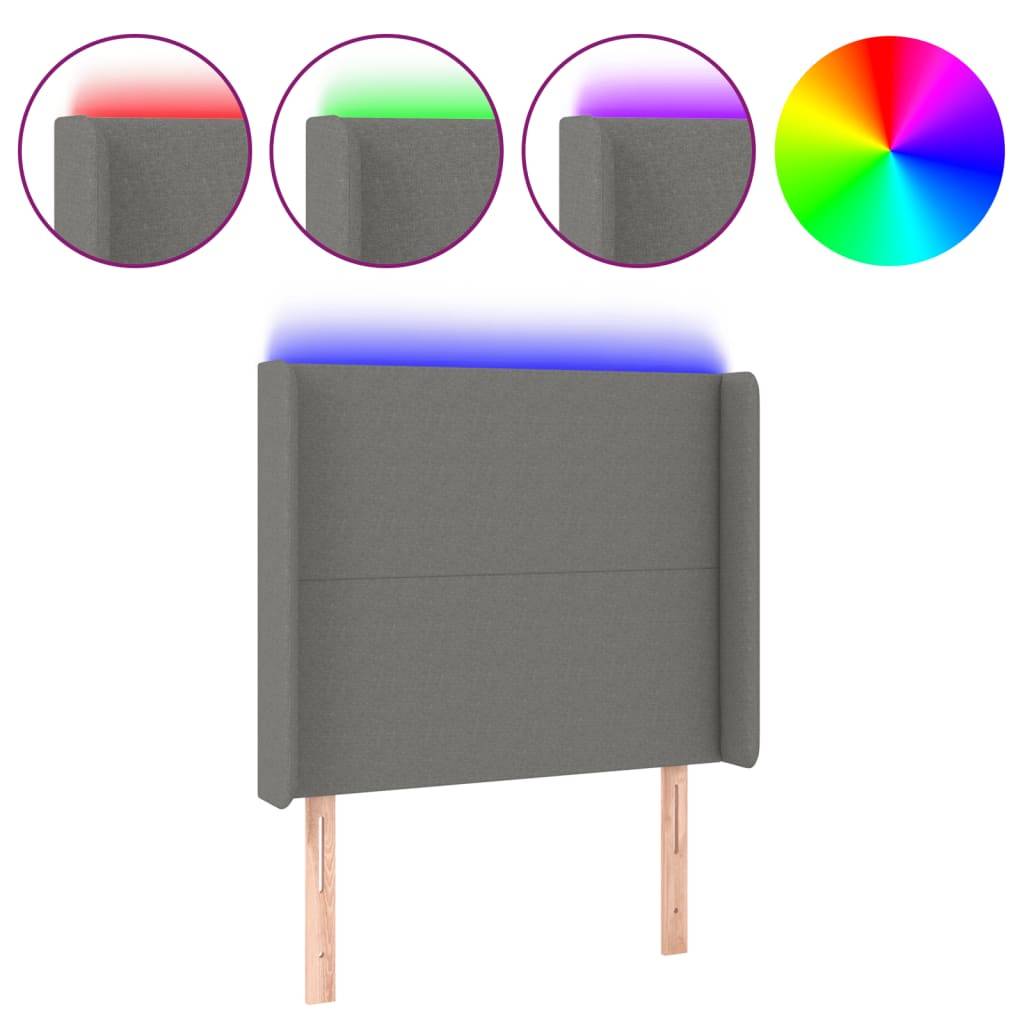 vidaXL LED Kopfteil Schwarz 103x16x118/128 cm Stoff
