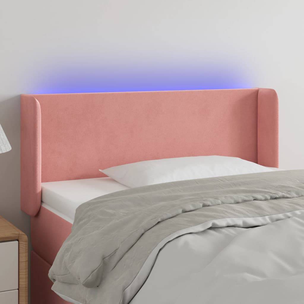 vidaXL LED Kopfteil Rosa 93x16x78/88 cm Samt