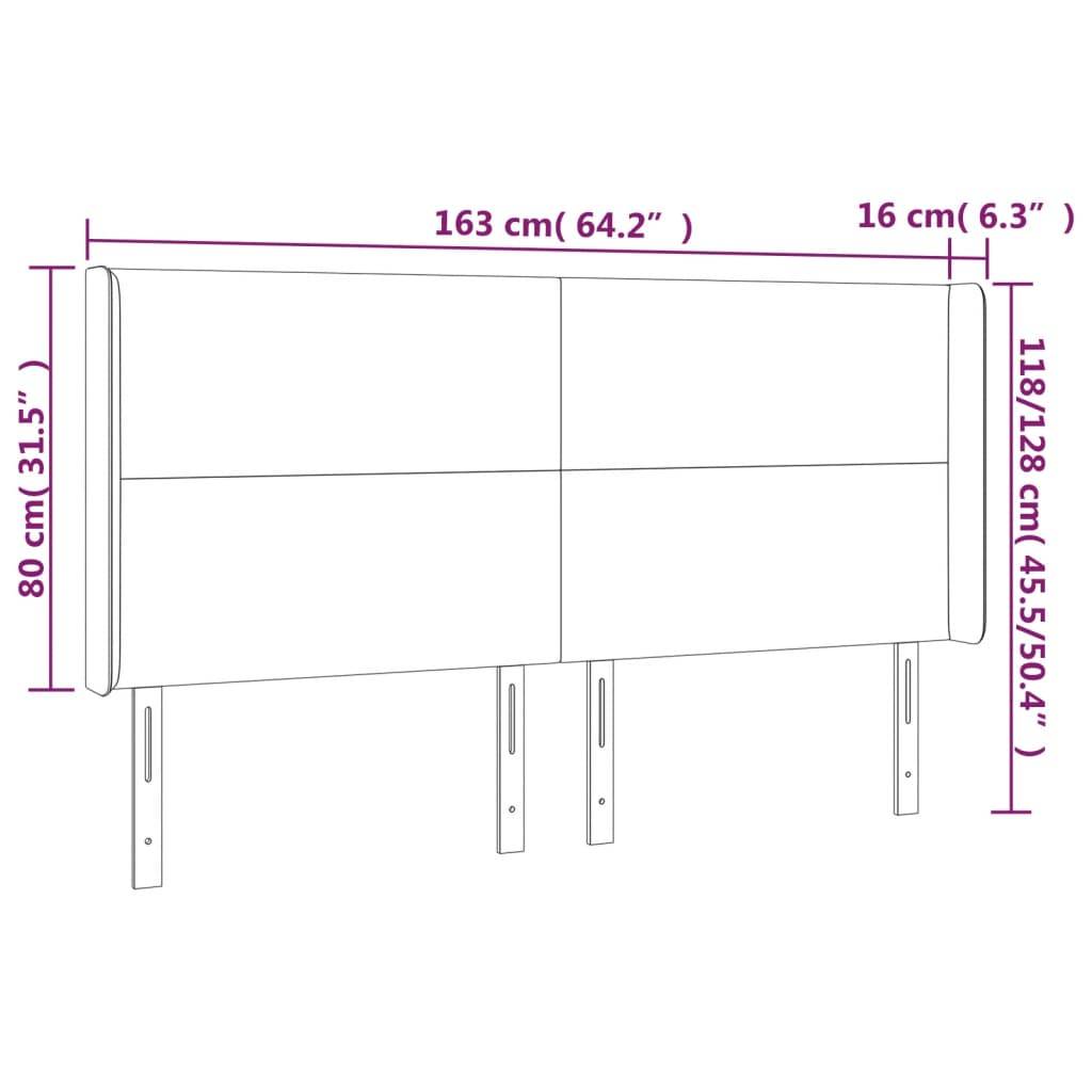 vidaXL LED Kopfteil Creme 163x16x118/128 cm Kunstleder