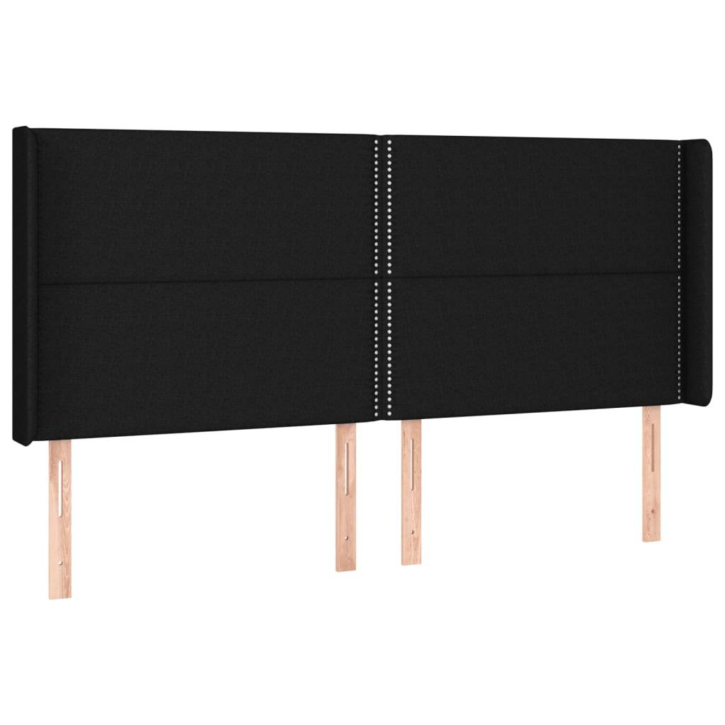 vidaXL LED Kopfteil Schwarz 203x16x118/128 cm Stoff